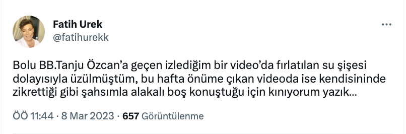 fatih urek ten tanju ozcan a tepki